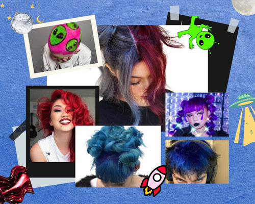 Manic Panic Inter-GEL-Actic™ DIY hair color kit with gel tubes, mixing bowl, brush, gloves, and Stellar Shield barrier cream