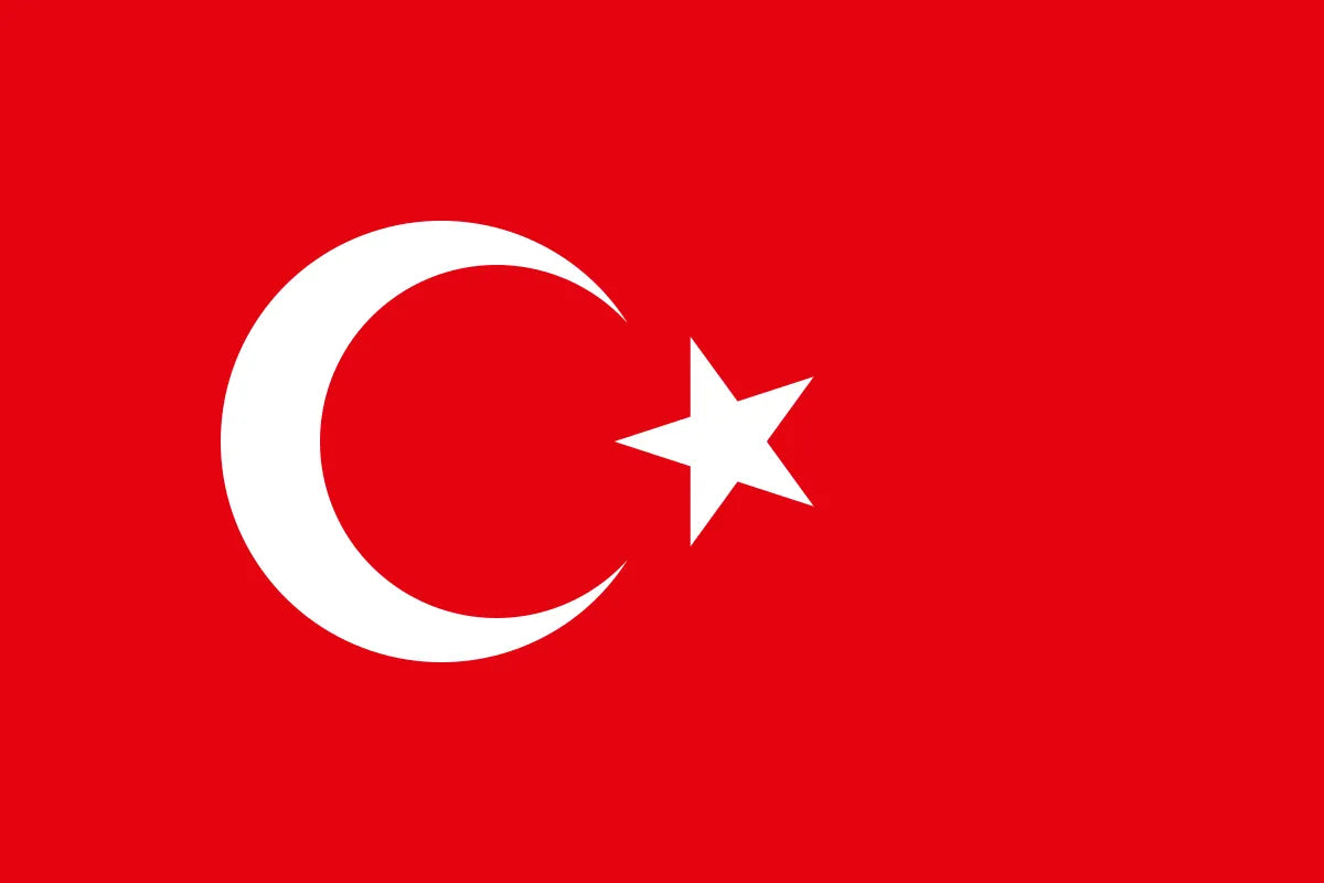 Turkey Flag with a white crescent moon and star on a red background
