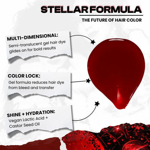 Manic Panic Inter-GEL-actic™ Hair Color Kit Red Velvet gel hair dye swatch showing true cherry red semi-permanent color formula texture