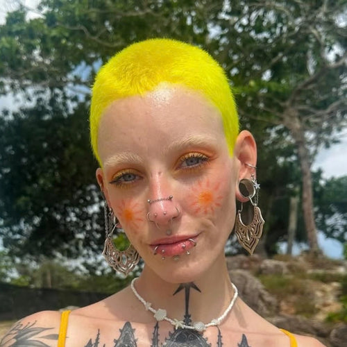 Vivid yellow hair color created with Manic Panic yellow hair dye