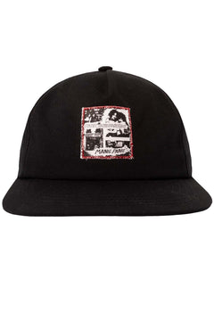 Black hat with manic panic graphic design