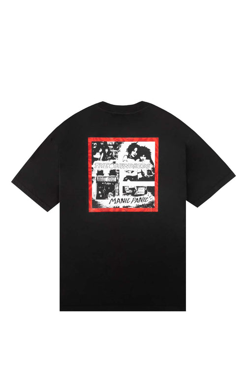 Black Tshirt  with manic panic and hundredsgraphic design