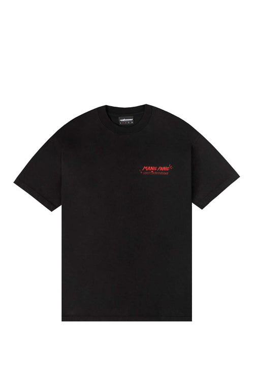 Black Tshirt  with manic panic and hundredsgraphic design