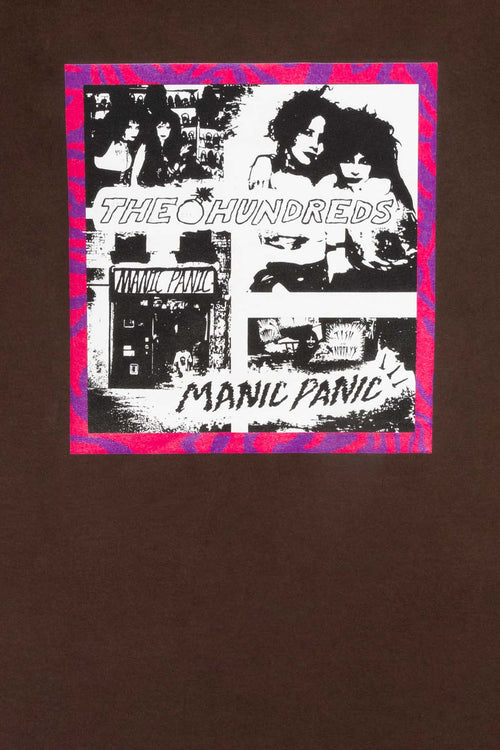 Brown Tshirt  with manic panic and hundreds graphic design