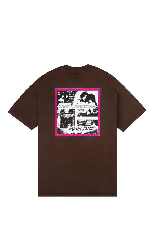 Brown Tshirt  with manic panic and hundredsgraphic design