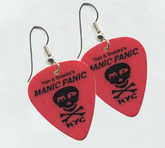 Guitar Pick Earrings with Skull Logo Assorted Colors